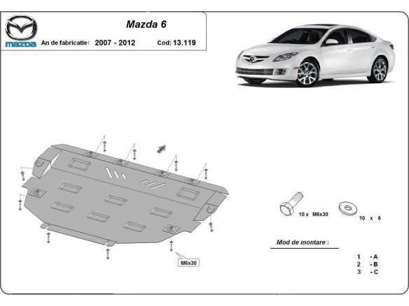 Oceľový kryt motora Mazda 6 (2007-2012)Mazda 6