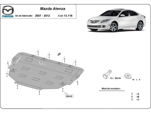 Oceľový kryt motora Mazda Atenza (2007-2012)Mazda Atenza