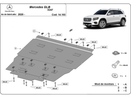 Oceľový kryt motora Mercedes GLB X247 (2019-2026)