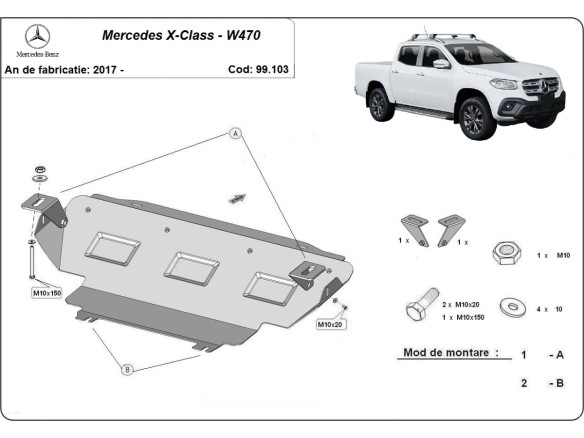 Oceľový kryt chladiča Mercedes X-Class (2017-2020)Mercedes X-Classe