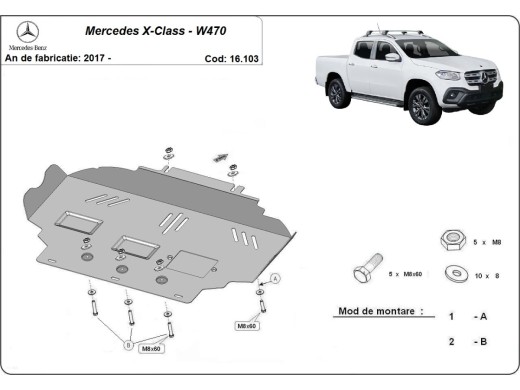 Oceľový kryt motora Mercedes X-Class (2017-2020)Mercedes X-Classe