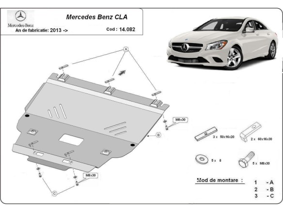Oceľový kryt motora Mercedes CLA X117 (2013-2019)Mercedes  CLA