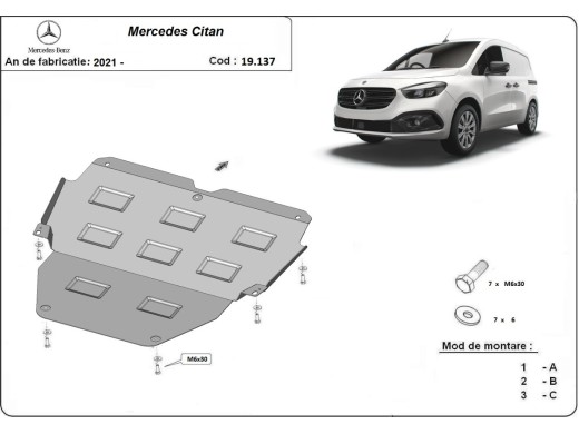 Oceľový kryt motora Mercedes Citan (2021-2026)