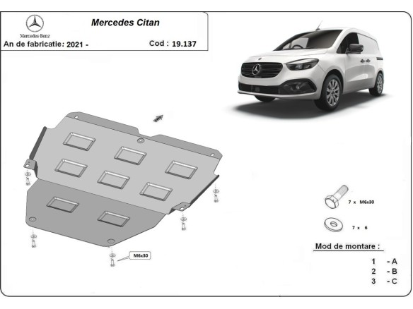 Oceľový kryt motora Mercedes Citan (2021-2026)
