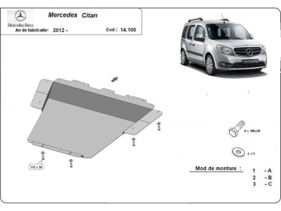 Oceľový kryt motora Mercedes Citan (2012-2021) 2