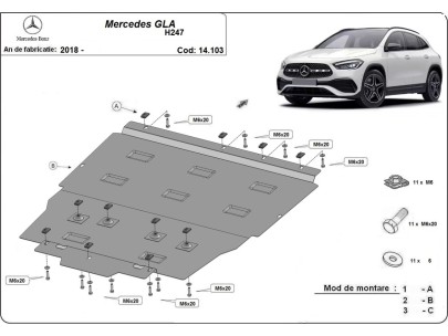 Oceľový kryt motora Mercedes GLA H247 (2019-2025)