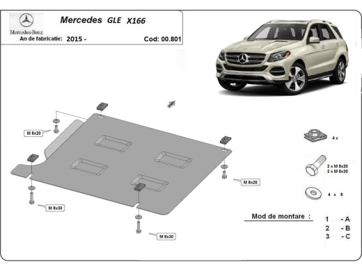 Oceľový kryt prevodovky Mercedes GLE X166 (2015-2019)Mercedes GLE