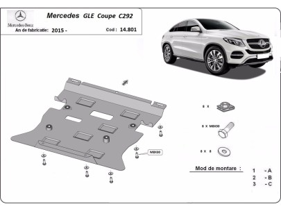 Oceľový kryt motora Mercedes GLE Coupe C292 (2015-2019) 2