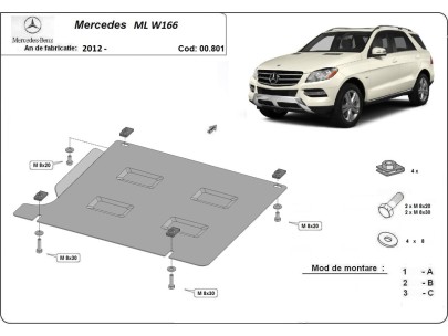 Oceľový kryt prevodovky Mercedes ML W166 (2011-2019)