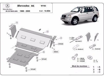 Oceľový kryt motora Mercedes ML W163 (1998-2005) 2