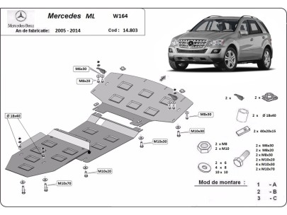 Oceľový kryt motora Mercedes ML W164 (2005-2011)