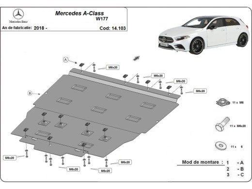Oceľový kryt motora Mercedes A-Class W177 (2018-2026)
