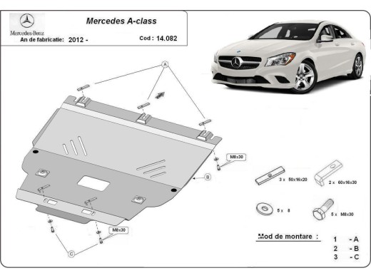 Oceľový kryt motora Mercedes A-Class W176 (2012-2019)Mercedes A-Classe