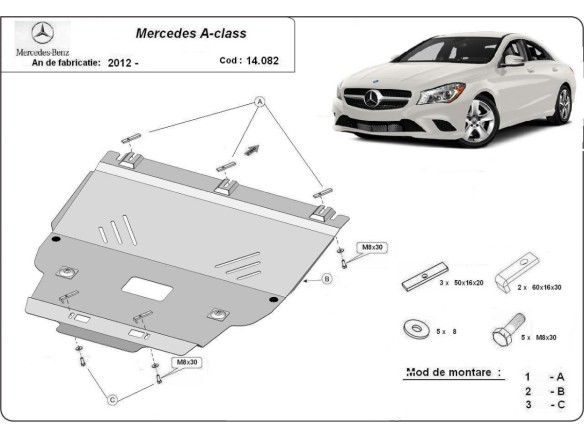 Oceľový kryt motora Mercedes A-Class W176 (2012-2019)Mercedes A-Classe