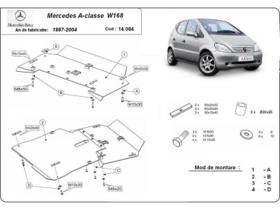 Oceľový kryt motora Mercedes A-Classe W168 (1997-2004) 2