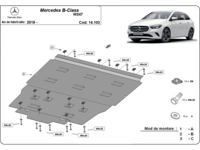Oceľový kryt motora Mercedes B-Class W247 (2019-2026)