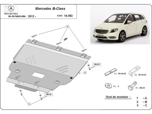 Oceľový kryt motora Mercedes B-Class W246 (2011-2019)Mercedes B-Classe