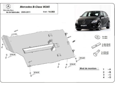 Oceľový kryt motora Mercedes B-Class (2005-2011) 2