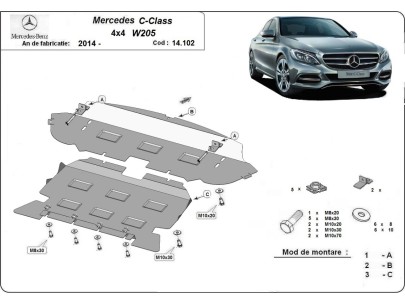 Oceľový kryt motora Mercedes C-Class W205 4x4 (2014-2021) 2