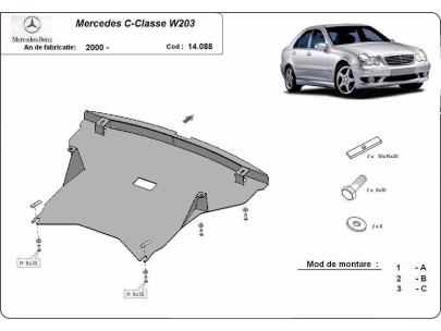 Oceľový kryt motora Mercedes C-classe W203 (2000-2007) 2