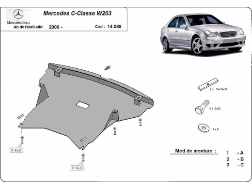Oceľový kryt motora Mercedes C-classe W203 (2000-2007)Mercedes C-Classe