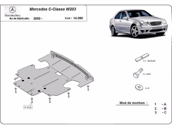 Oceľový kryt motora Mercedes C-Classe (2000-2007)