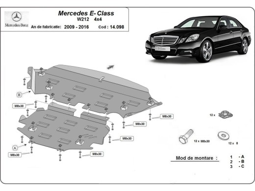 Oceľový kryt motora Mercedes E-Classe W212 - 4x4 (2009-2016)Mercedes E-Classe