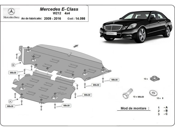 Oceľový kryt motora Mercedes E-Classe W212 - 4x4 (2009-2016)Mercedes E-Classe