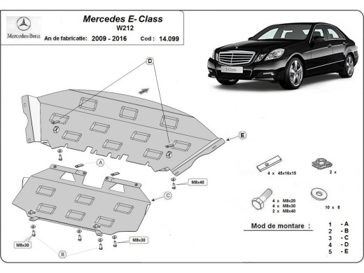 Oceľový kryt motora Mercedes E-Classe W212 (2009-2016)Mercedes E-Classe