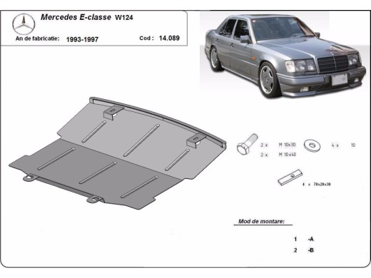 Oceľový kryt motora Mercedes E-Classe W124 (1993-1997)Mercedes E-Classe
