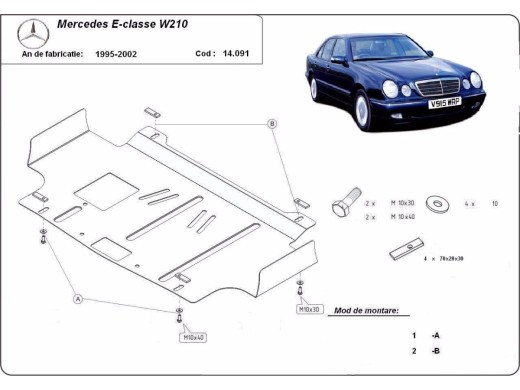 Oceľový kryt motora Mercedes E-Classe W210 (1995-2003)Mercedes E-Classe