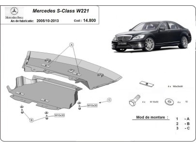 Oceľový kryt motora Mercedes S-Classe W221 - 4x2 (2005-2013)