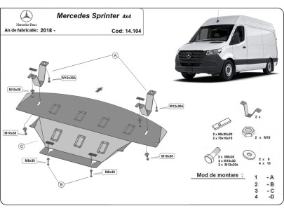 Oceľový kryt motora Mercedes Sprinter 907 4x4 (2018-2023) 2