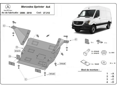 Oceľový kryt motora Mercedes Sprinter 906 4x4 (2006-2018)