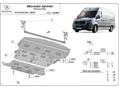 Oceľový kryt motora Mercedes Sprinter-FWD (2018-2025) 2