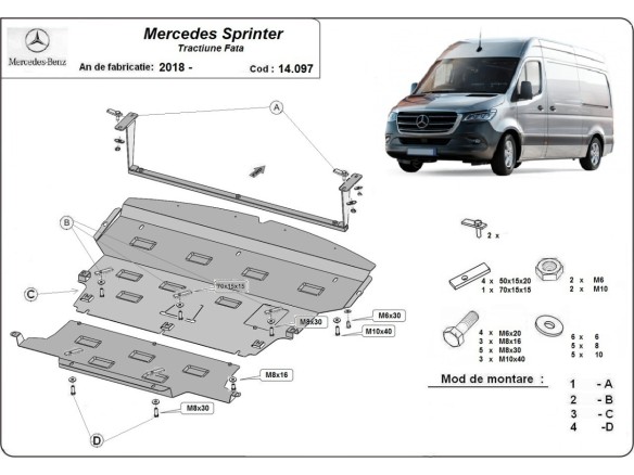 Oceľový kryt motora Mercedes Sprinter-FWD (2018-2026)