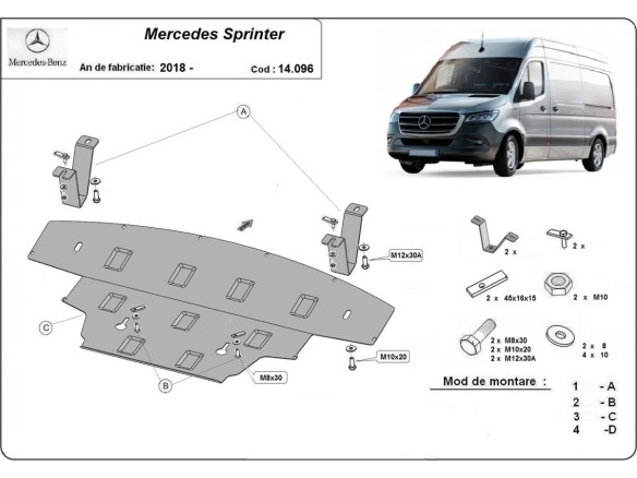 Oceľový kryt motora Mercedes Sprinter-RWD (2018-2026)
