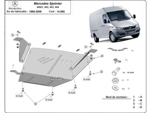 Oceľový kryt motora Mercedes Sprinter (1995-2006)Mercedes Sprinter