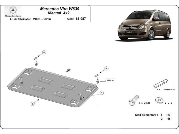 Oceľový kryt motora Mercedes Viano W639 - 2.2 D 4x2 (2003-2014)Mercedes Viano