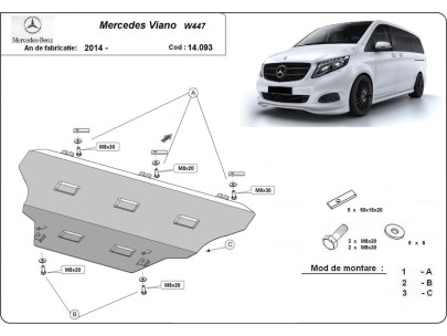 Oceľový kryt motora Mercedes Viano W447, 4x2, 1.6 D (2014-2025) 2