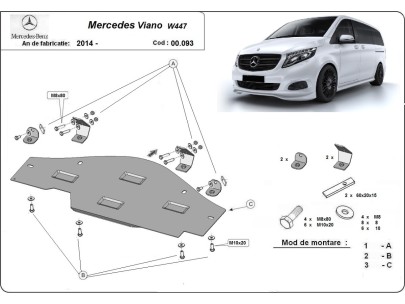 Oceľový kryt systému Start-Stop Mercedes Viano W447, 4x2, 1.6 D (2014-2025) 2