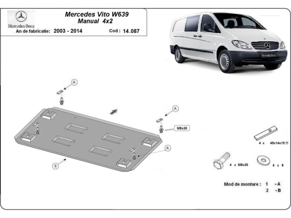 Oceľový kryt motora Mercedes Vito W639 - 2.2 D 4x2 (2003-2014)Mercedes Vito