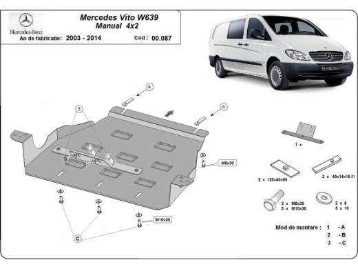 Oceľový kryt prevodovky Mercedes Vito W639 - 2.2 D 4x2 (2003-2014)Mercedes Vito