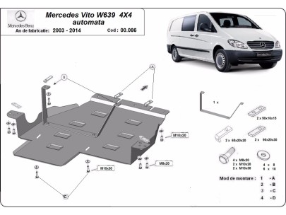 Oceľový kryt prevodovky Mercedes Vito W639 - 4x4 - Automatická prevodovka (2003-2014) 2