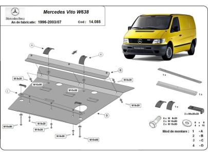 Oceľový kryt motora Mercedes Vito (1996-2003) 2
