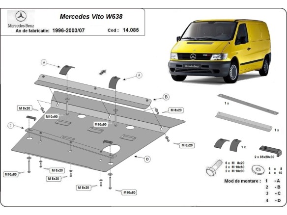 Oceľový kryt motora Mercedes Vito (1996-2003)Mercedes Vito