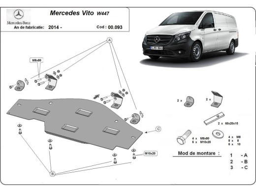 Oceľový kryt systému Start-Stop Mercedes Vito W447, 4x2, 1.6 D (2014-2026)
