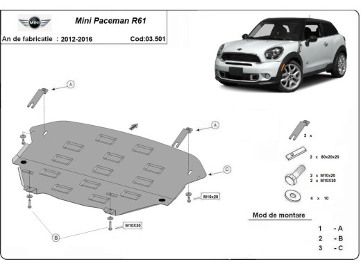 Oceľový kryt motora Mini Paceman R61 (2012-2016)Mini Paceman