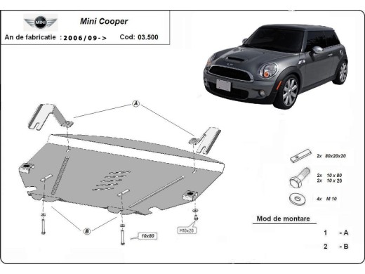 Oceľový kryt motora Mini Cooper R56 (2006-2014)Mini Cooper
