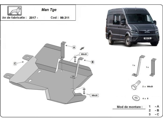 Oceľový kryt AdBlue Man TGE (2017-2020)Man Tge